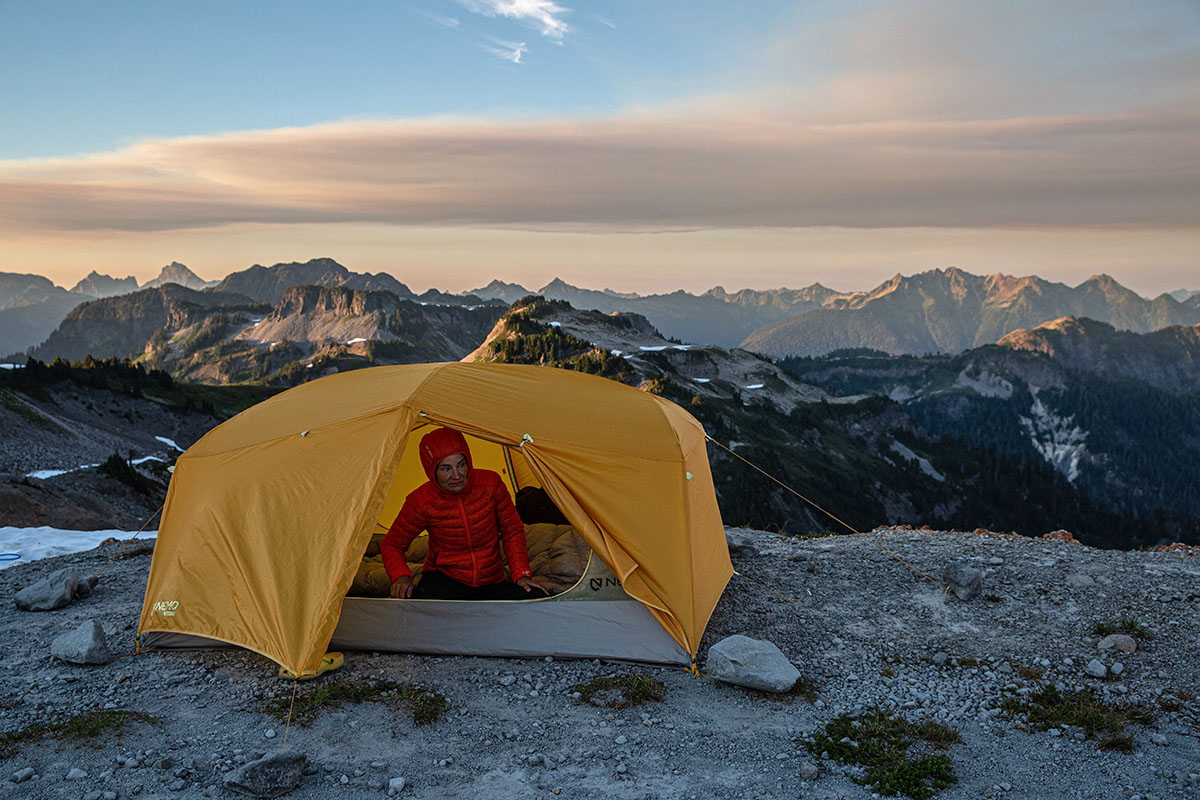 Nemo Aurora 3P tent ( in tent at sunset)